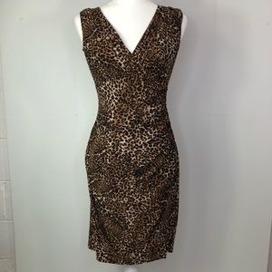 Vtg Ralph Lauren Cheetah Print wrap dress sheath